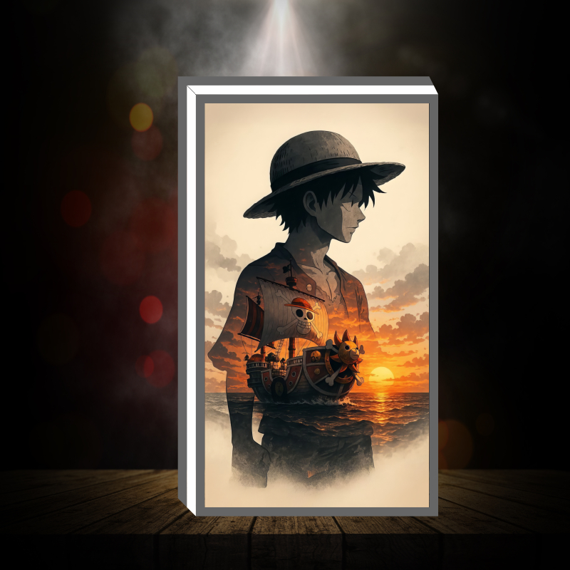 Hộp Đèn Led Anime - Luffy - One Piece  để bàn phòng khách, phòng ngủ, làm quà tặng, kỉ niệm ,in theo yêu cầu