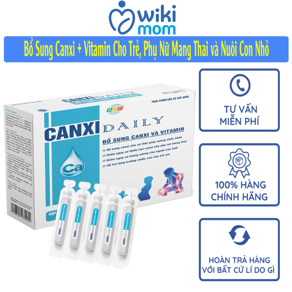 Canxi Daily 8 vỉ x 5 ống hỗ trợ bổ sung canxi cho cơ thể, giúp xương ...