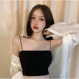 Áo croptop 2 dây nữ form ôm thun cotton siêu basic dễ phối đồ màu đen trắng VANISA CT032