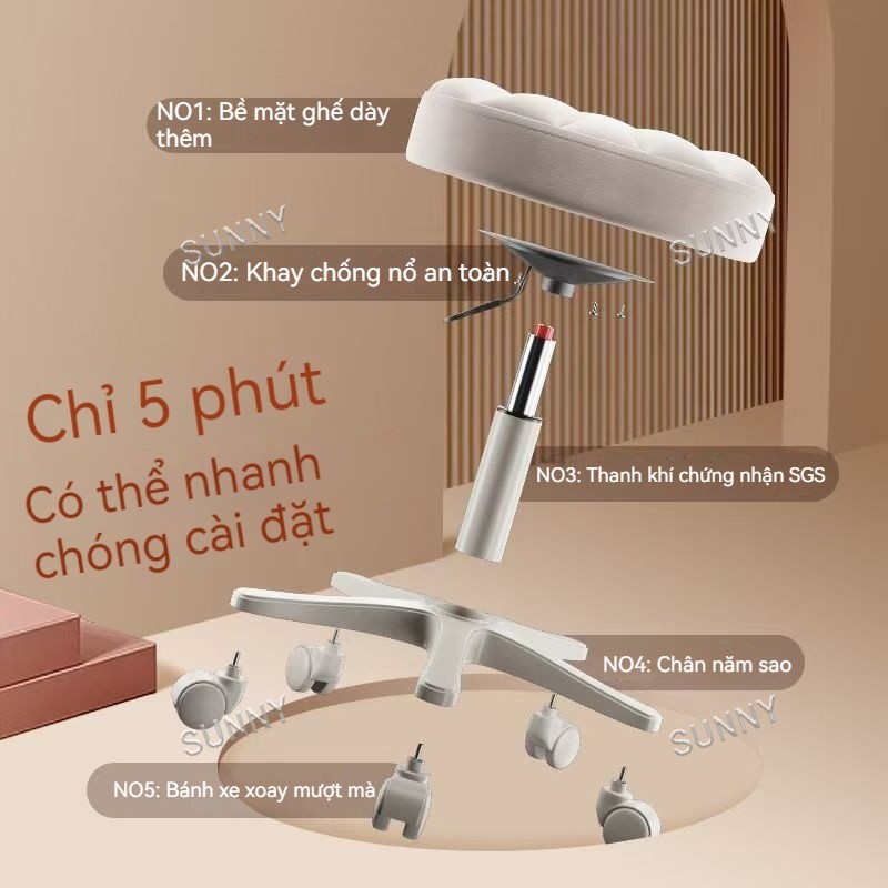 SUNNY Ghế xoay văn phòng ghế thẩm mỹ viện thiết kế công thái học có tựa lưng xoay 360 độ