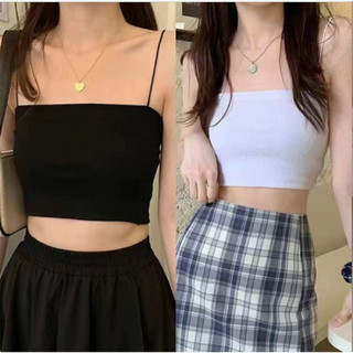 Áo croptop 2 dây nữ form ôm thun cotton siêu basic dễ phối đồ màu đen trắng VANISA CT032