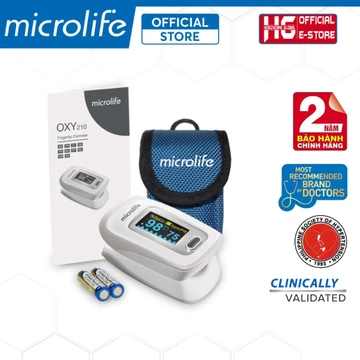 Máy Đo Nồng Độ Oxy Trong Máu Và Nhịp Tim Microlife OXY210 | Đo Chỉ Số Tưới Máu (PI) - Màn Hình Màu OLED
