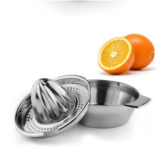 Bộ Vắt Cam INOX tiện dụng - Nắp vắt cam nhựa Việt Nhật kèm Ca đong định mức .