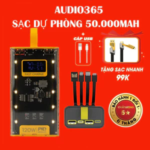 Pin Sạc Dự Phòng trong suốt-HOCO sạc nhanh 20.000MAH đèn Led sạc nhiều thiết bị dung lượng lớn new HOT