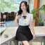 Áo sơ mi cộc tay bèo ngực kèm nơ cổ A2666 Kymie
