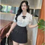 Áo sơ mi cộc tay bèo ngực kèm nơ cổ A2666 Kymie
