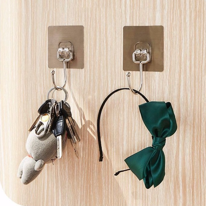 Móc Dán Tường Inox, Móc Dán Đơn Đa Năng Dán Tường, Nhà Bếp, Nhà Tắm Treo Móc Đồ Tiện Lợi