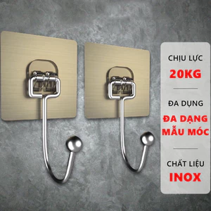 Móc Dán Tường Inox, Móc Dán Đơn Đa Năng Dán Tường, Nhà Bếp, Nhà Tắm Treo Móc Đồ Tiện Lợi