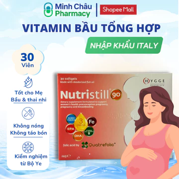 Vitamin tổng hợp cho mẹ bầu Nutristill bổ sung Vitamin, DHA, Acic Foclic nhập khẩu chính hãng Châu Âu, Hộp 30V