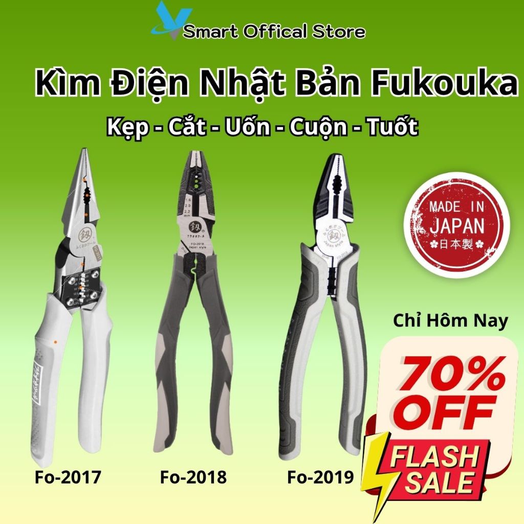 Kìm Nhọn Kìm Bằng Kềm Đa Năng Nhật Bản 5 trong 1 FUKOUKA Kẹp-Cắt-Uốn-Cuộn-Tuốt dây Dụng Cụ Điện Nước