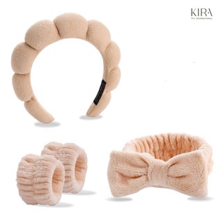 Băng đô rửa mặt, dây đeo cổ tay chống nước, set phụ kiện skincare sang chảnh, chất nhung co giãn
