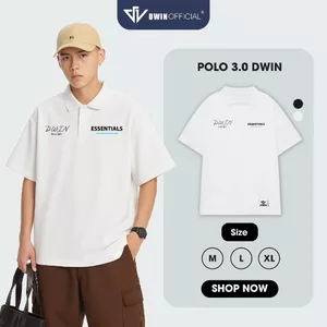 Áo polo nam nữ brand in Dwin SIGNATURE cổ bẻ vải cá sấu basic form rộng tay lỡ unisex oversize PL01C