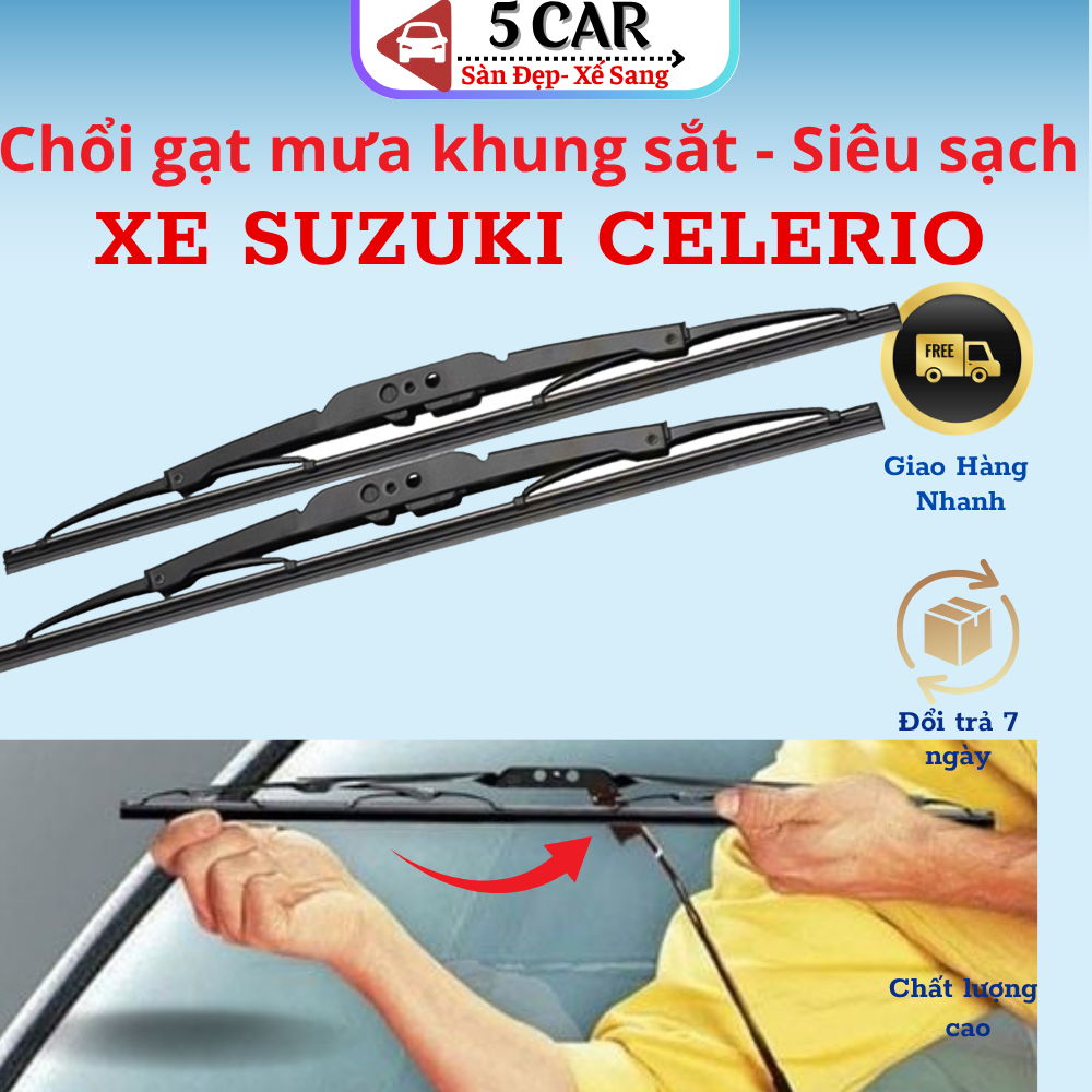 [TSG]Gạt mưa xe Suzuki Celerio - Gạt Khung sắt lưỡi silicon chính hãng- Hàng siêu sạch siêu bền ( Giá 1 đôi ) Size 20-14