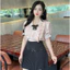 Áo sơ mi cộc tay bèo ngực kèm nơ cổ A2666 Kymie