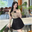 Áo sơ mi cộc tay bèo ngực kèm nơ cổ A2666 Kymie