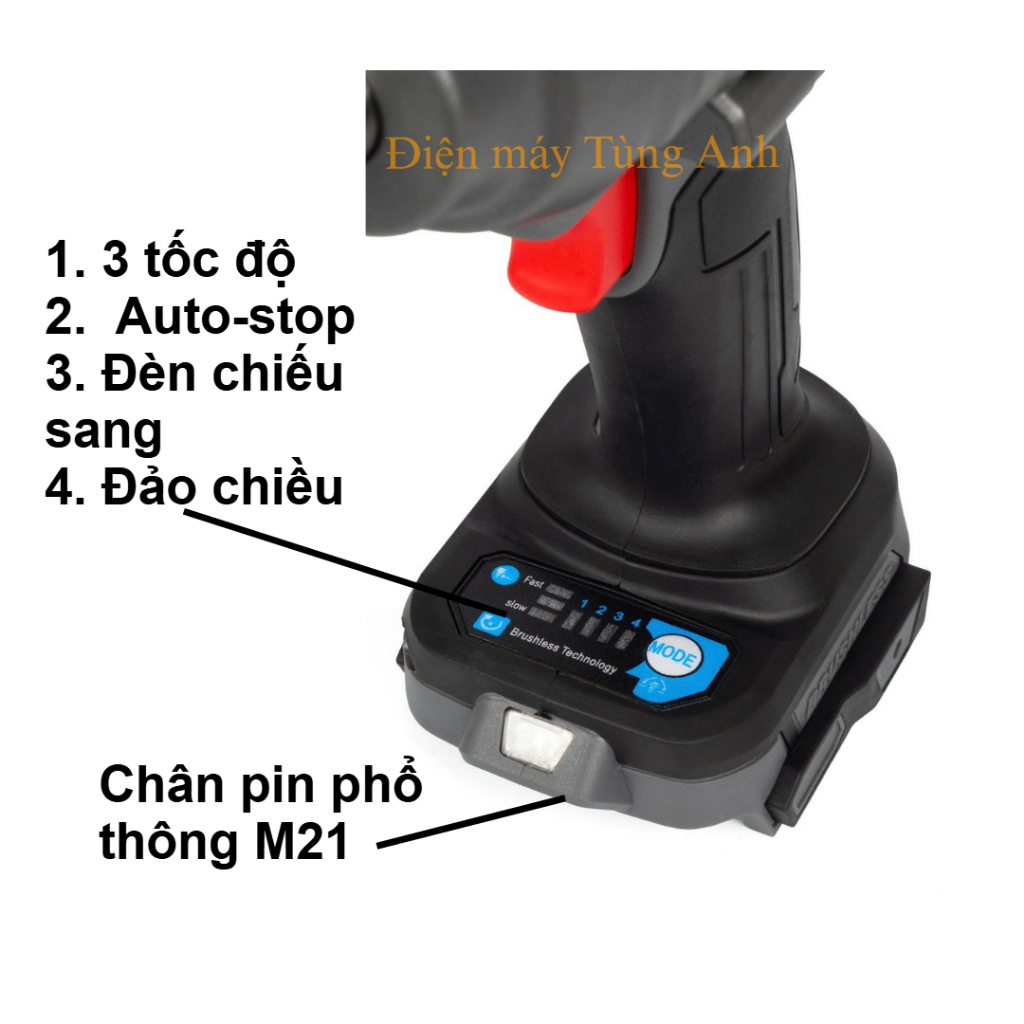 Máy Siết Bulong Pin STARKER 2000N.m, Đầu 3/4 đặc - Lực Siết 2000n.m - Mở Vặn Ốc Xe Tải