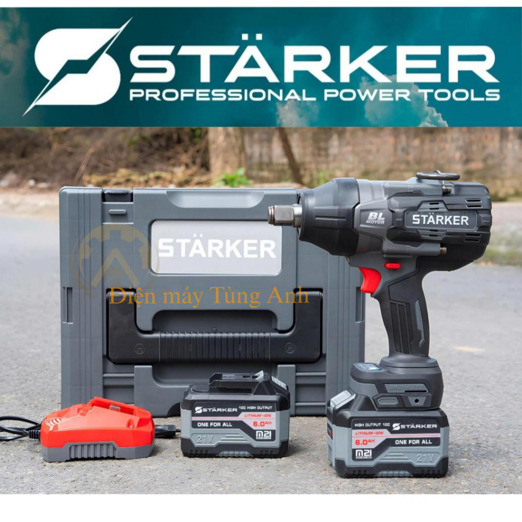 Máy Siết Bulong Pin STARKER 2000N.m, Đầu 3/4 đặc - Lực Siết 2000n.m - Mở Vặn Ốc Xe Tải