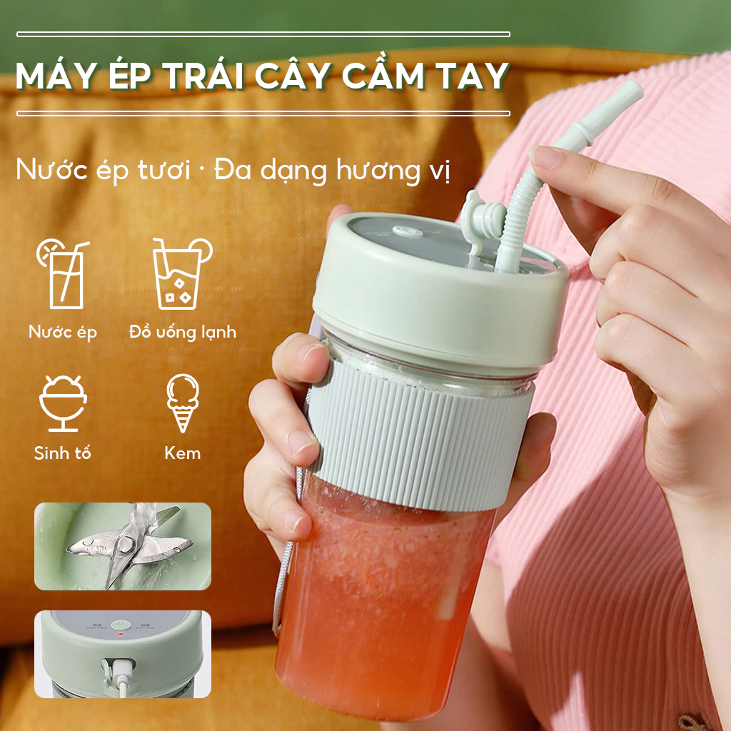 Máy xay sinh tố cầm tay mini đa năng 3000mAh