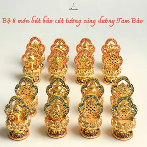 Bộ 8 món bát bảo cát tường cúng dường Tam Bảo đồ thờ cúng Mật Tông Tây Tạng hai màu - CXNP137