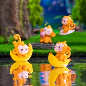 Set 4 khỉ vàng dễ thương trang trí bàn học, bàn làm việc, taplo ô tô, quà tặng