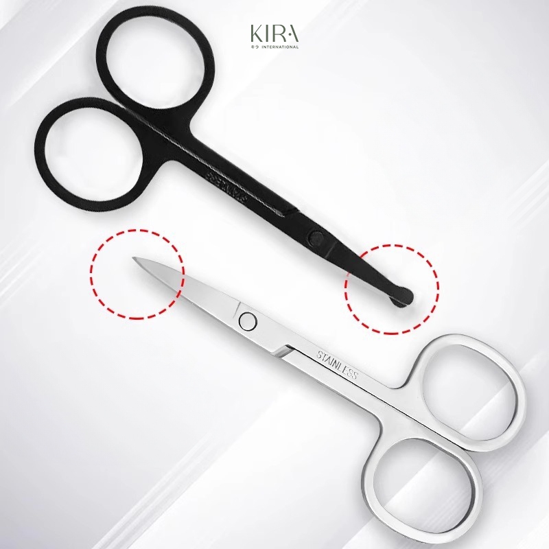 Kéo tỉa lông mày inox đầu tròn đầu nhọn – Kéo cắt tỉa lông mũi, chân mày mini an toàn không rỉ