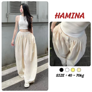 Quần Dài Gió Xếp Ly Hamina Dáng Thụng Cạp Chun Bigsize, Quần Vải Dù Có Túi Bên Sườn 447