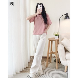 Quần Jean Trắng Ống Suông Basic Cạp Cao Dáng Rộng Nữ, Quần Dài Trơn Dễ Phối Đồ  TwentyFive Fashion - 5708