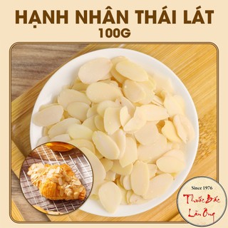 Nhân hạnh nhân thái lát 100g (Hạnh nhân sống, nguyên liệu làm bánh) - Thuốc Bắc Lãn Ông