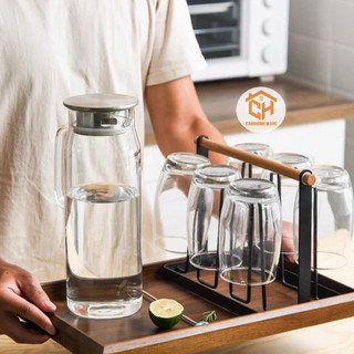 Giá Úp Ly Cốc Sơn Tĩnh Điện Quai Gỗ Sang Trọng Cam Homeware