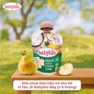 Sữa chua dừa hữu cơ cho bé vị táo, lê Babybio 85g (≥ 6 tháng)