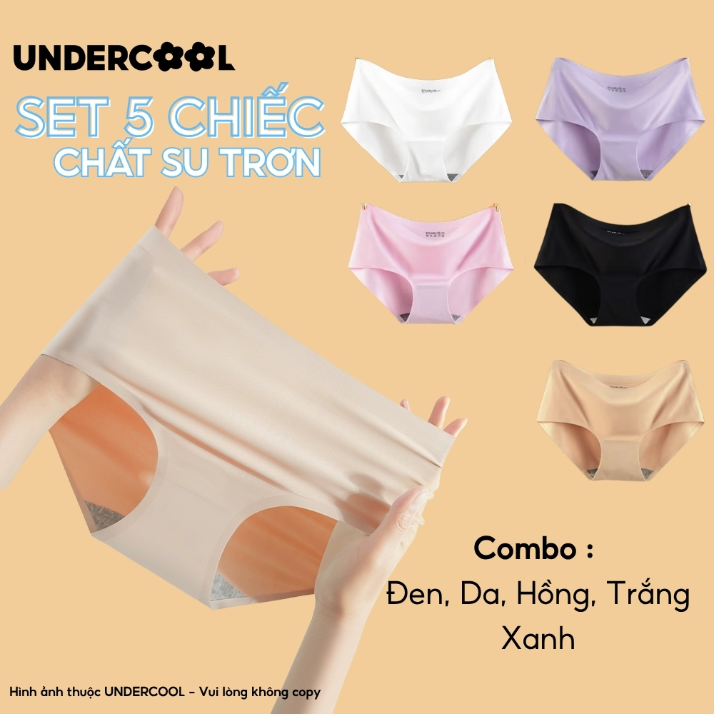 Combo 5 Quần Lót Nữ Su Lạnh Không Viền UNDERCOOL Mềm Mịn Kháng Khuẩn Cạp Vừa Ôm Êm Không Hằn CB-QL02