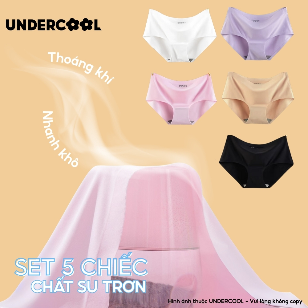Combo 5 Quần Lót Nữ Su Lạnh Không Viền UNDERCOOL Mềm Mịn Kháng Khuẩn Cạp Vừa Ôm Êm Không Hằn CB-QL02
