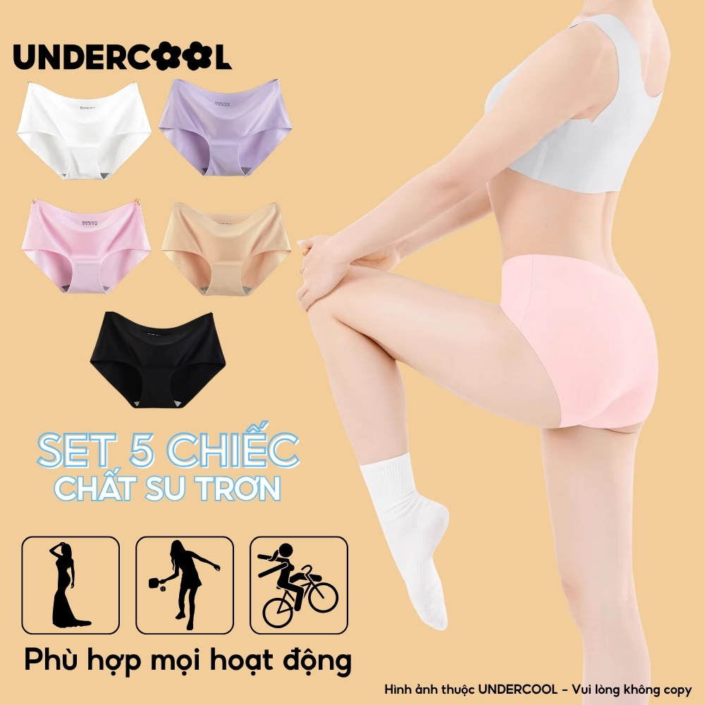 Combo 5 Quần Lót Nữ Su Lạnh Không Viền UNDERCOOL Mềm Mịn Kháng Khuẩn Cạp Vừa Ôm Êm Không Hằn CB-QL02