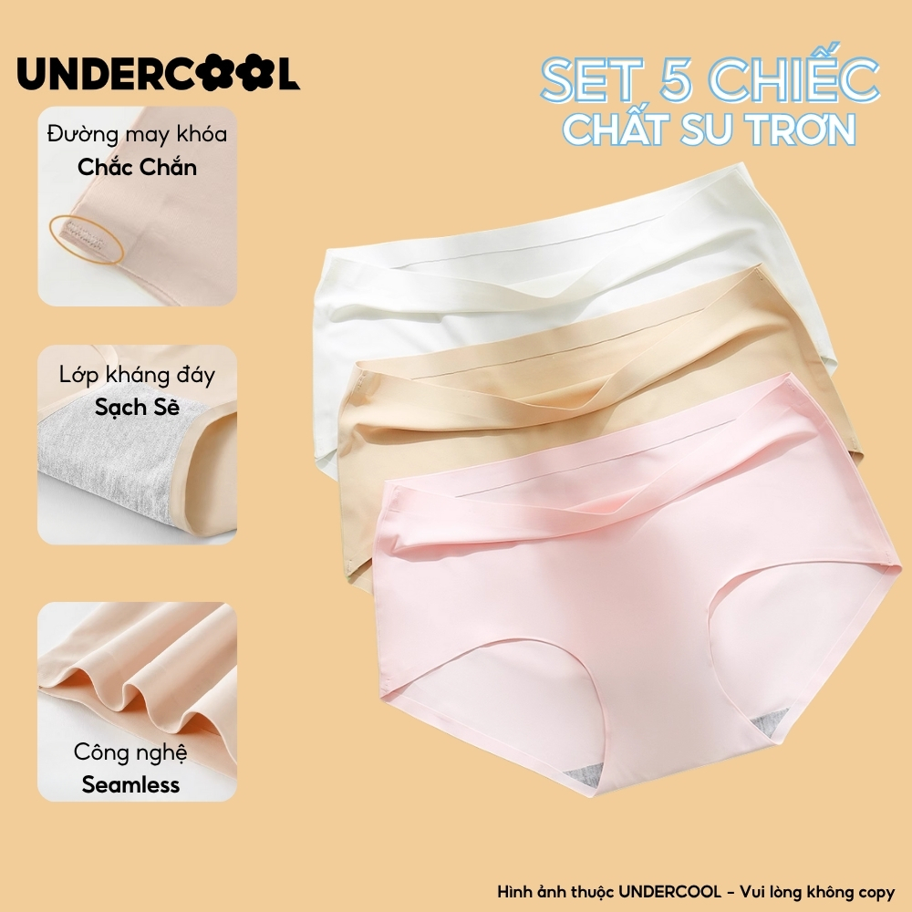 Combo 5 Quần Lót Nữ Su Lạnh Không Viền UNDERCOOL Mềm Mịn Kháng Khuẩn Cạp Vừa Ôm Êm Không Hằn CB-QL02