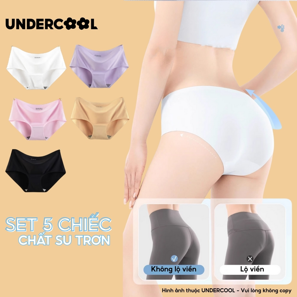 Combo 5 Quần Lót Nữ Su Lạnh Không Viền UNDERCOOL Mềm Mịn Kháng Khuẩn Cạp Vừa Ôm Êm Không Hằn CB-QL02