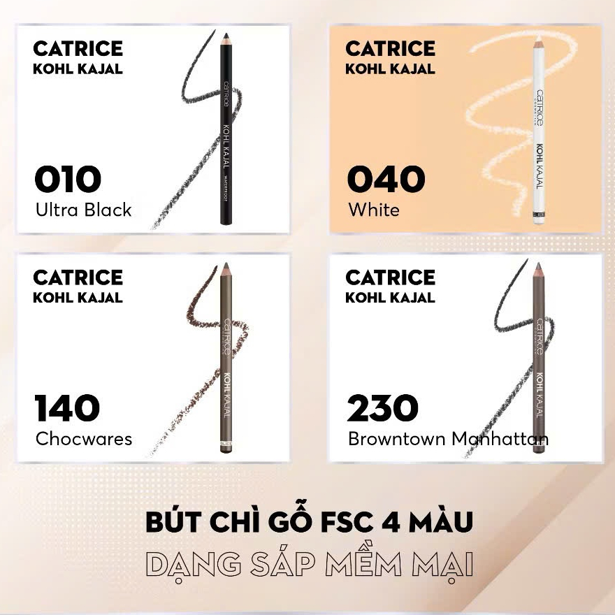 CATRICE chì kẻ mắt Kohl Kajal 4 màu chất mềm dễ tán dễ tạo nét chống thấm 1,1g | NHÍM HOUSE