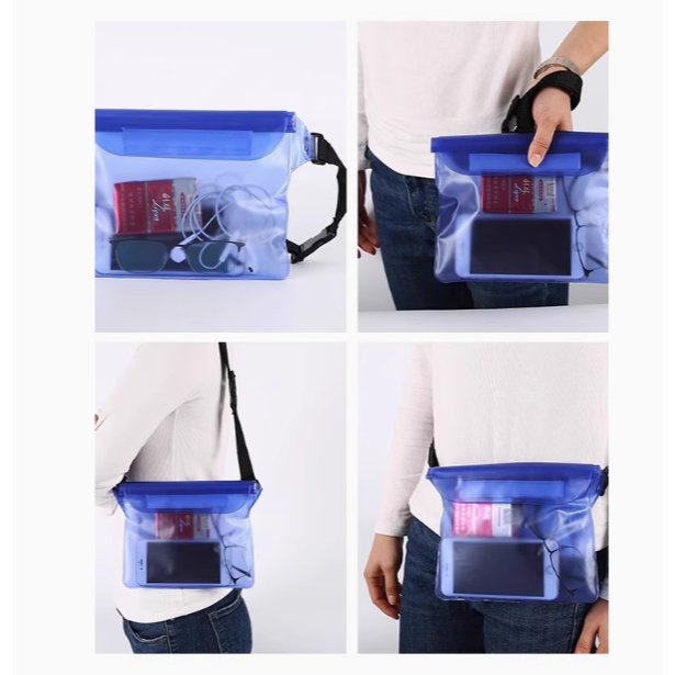 Túi nhựa PVC đeo hông chống thấm nước  tiện lợi đi bơi, đi biển, chèo thuyền, du lịch, túi in họa tiết sôi động T32