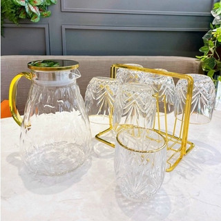 Bình Nước Thuỷ Tinh Pha Lê Bohemia Sang Trọng Tinh Tế Cam Homeware