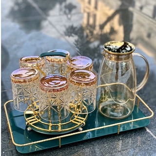 Bình Nước Thuỷ Tinh Pha Lê Bohemia Sang Trọng Tinh Tế Cam Homeware