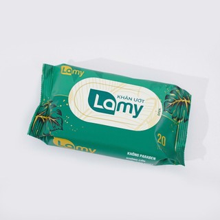 Túi 10 gói khăn ướt Lamy gói 20 tờ không mùi