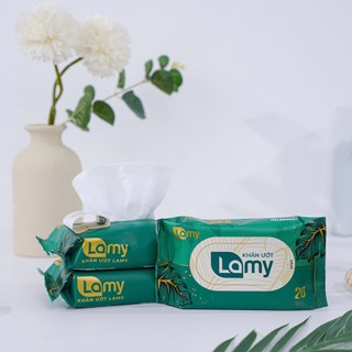 Túi 10 gói khăn ướt Lamy gói 20 tờ không mùi