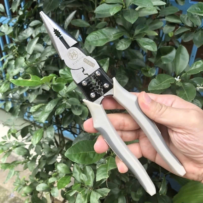 Kìm Điện Đa Năng 5in1 Nhập Khẩu Nhật Bản Chính Hãng, Kìm Fukouka Kẹp-Cắt-Uốn-Tuốt Dây Điện, Dây Cáp, Bấm COS Đa Năng