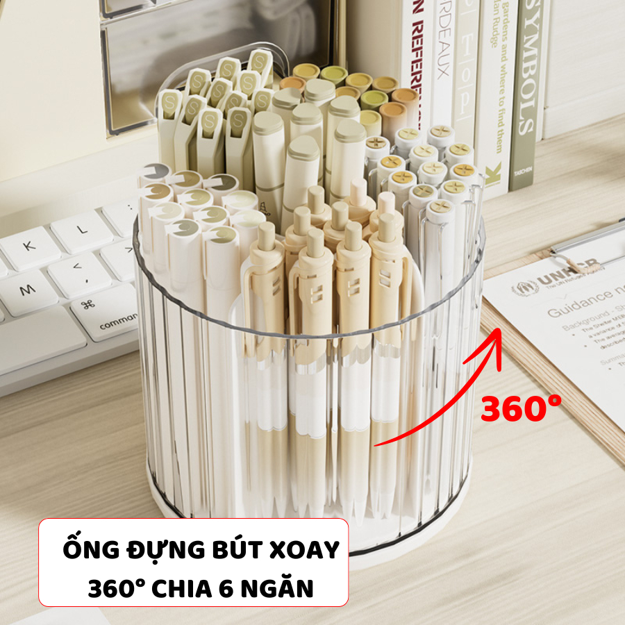 Hộp Đựng Bút Để Bàn ENODA HOME, Khay Ngăn Kéo Đựng Văn Phòng Phẩm Có Ống Đựng Bút Xoay Tròn P056