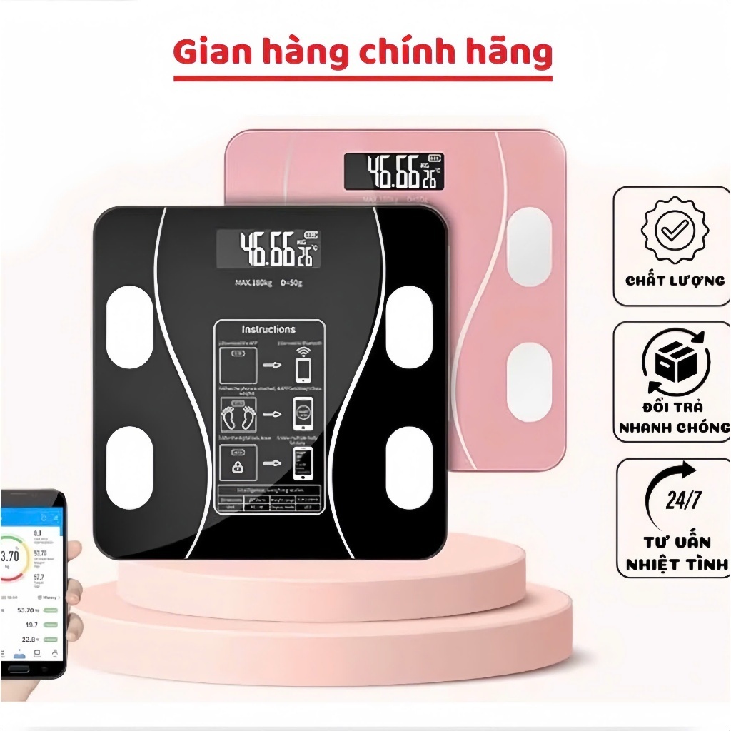 Cân Điện Tử Sức Khỏe Thông Minh - Kết nối trực tiếp với điện thoại