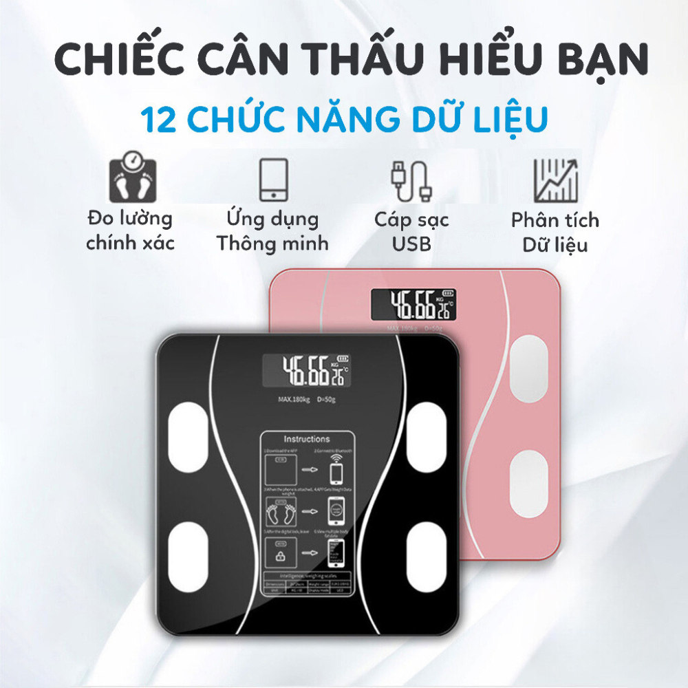 Cân Điện Tử Sức Khỏe Thông Minh - Kết nối trực tiếp với điện thoại