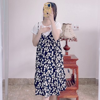 [BEST SELLER] (fresize từ 40-70kg)  Váy bầu thiết kế basiz chất liệu đũi hàn mặc nhẹ tênh, thấm mồ hôi