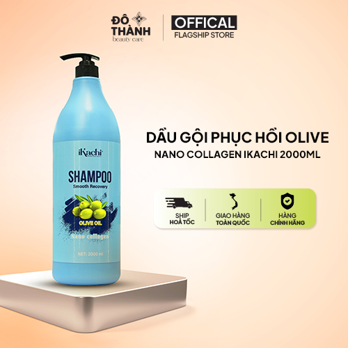Dầu gội đầu phục hồi hư tổn Olive Nano Collagen Ikachi làm sạch sâu da đầu dưỡng ẩm cho tóc 2000ml