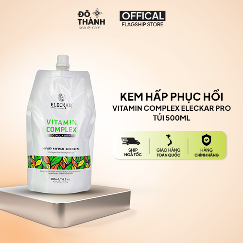 Kem ủ hấp keratin phục hồi tóc Vitamin Complex Eleckar Pro tăng cường độ đàn hồi cho tóc túi 500ml