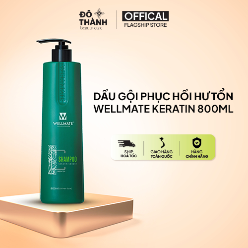 Dầu gội đầu Keratin mượt tóc Wellmate phục hồi hư tổn giảm gãy rụng tóc dành cho tóc nhuộm 800ml