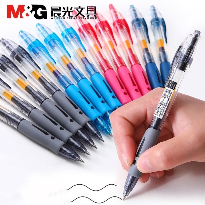 Bút Gel Bấm M&G GP1008–0.5mm + Ruột – Mực Đen/Xanh/Đỏ/Tím–Viết Trơn bút nước bút mực nước bút học sinh bút văn phòng